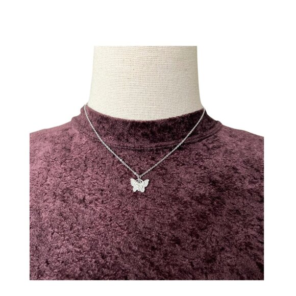 Christian Dior Crystal Butterfly Necklace Silver - Picture 3 of 4